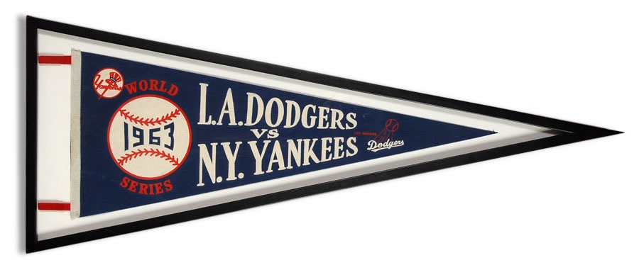 Baseball Memorabilia - LA Dodgers 62 National Champ & 63 World Series Pennants (2)