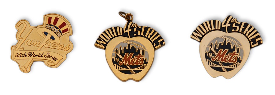 Baseball Memorabilia - Yankees and Mets World Series Press Pins (3)