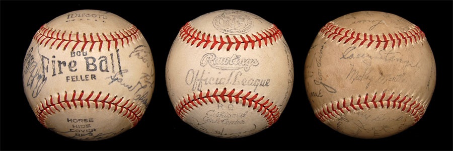 Negro League, Latin, Japanese & International Base - 1946 Bob Feller All Stars Barnstorming Team Signed Baseball & More