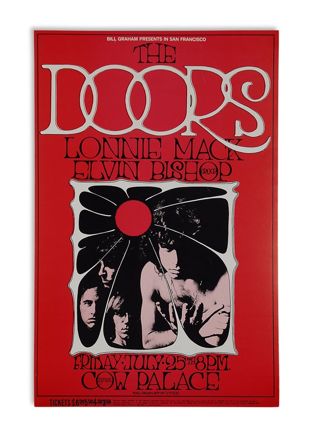 - 1969 The Doors Bill Graham 1st Printing Concert Poster