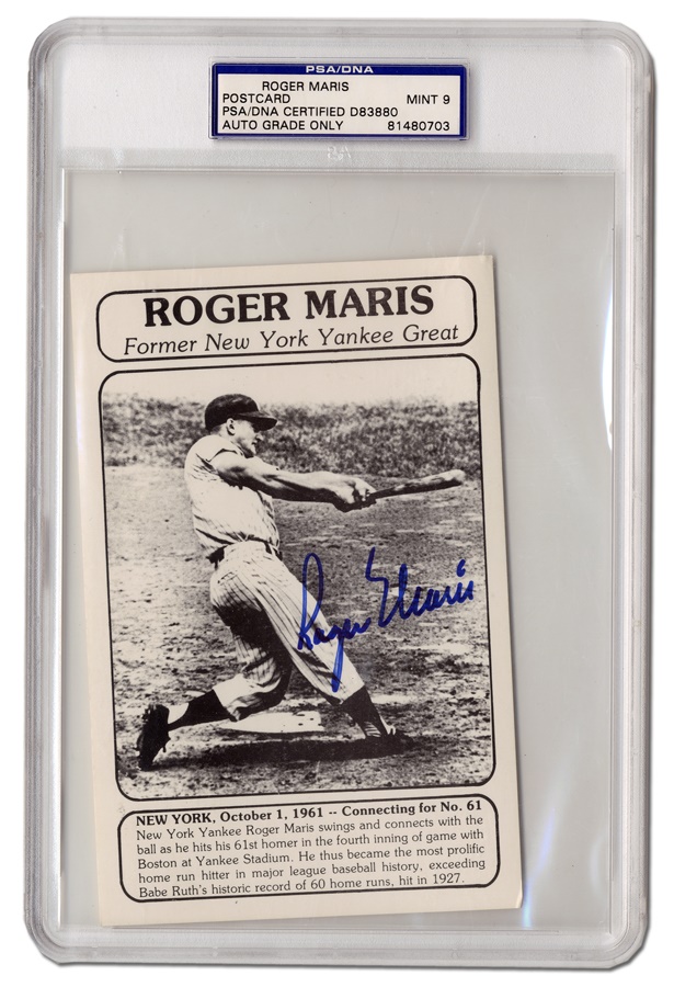 Mantle and Maris - Roger Maris Signed 61st Homerun Card (PSA MINT 9)