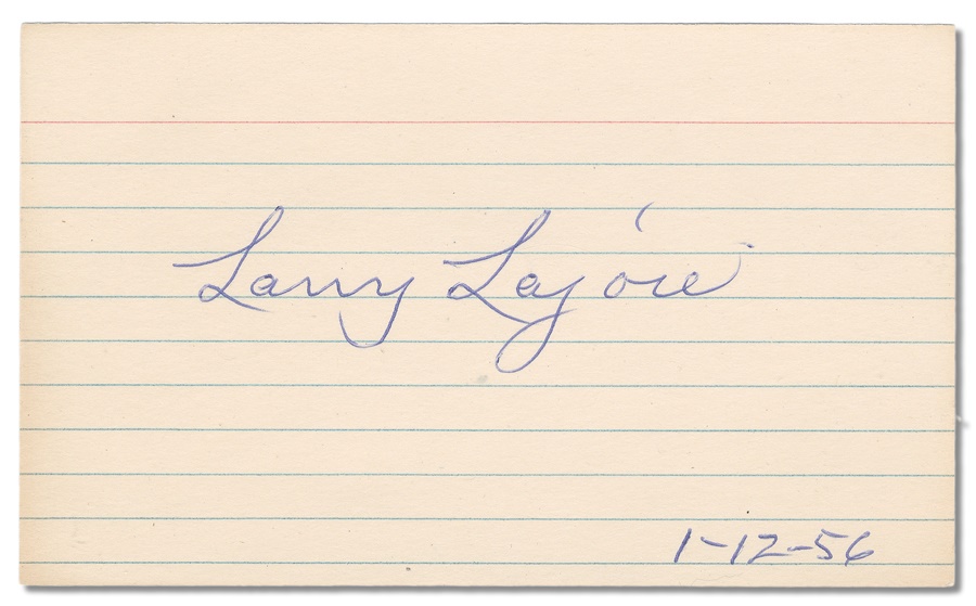 - Larry Lajoie Signed Index Card