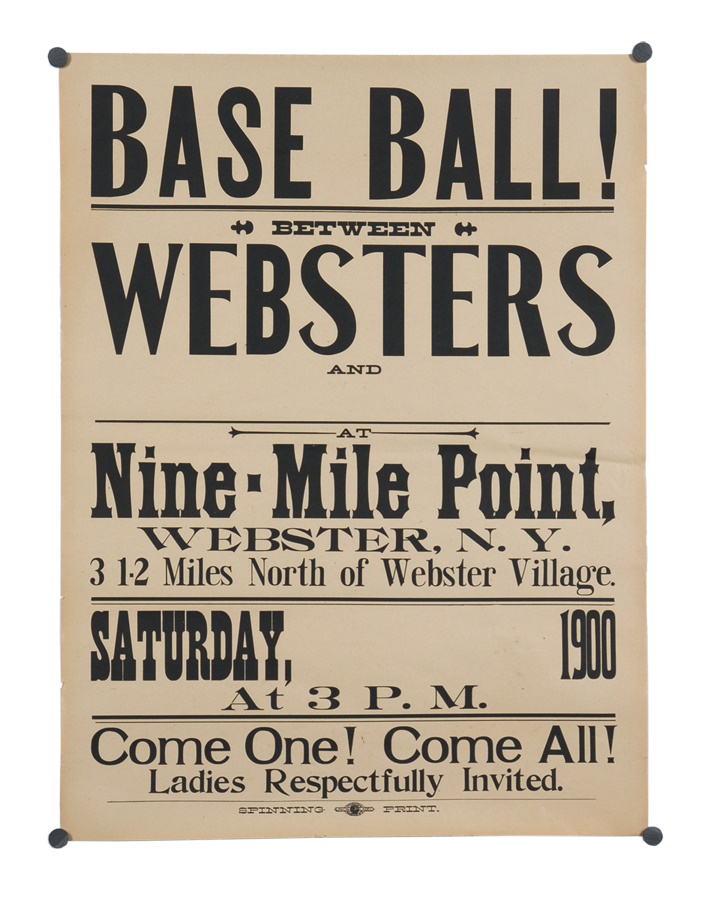 Baseball Memorabilia - 1890 Baseball Broadside