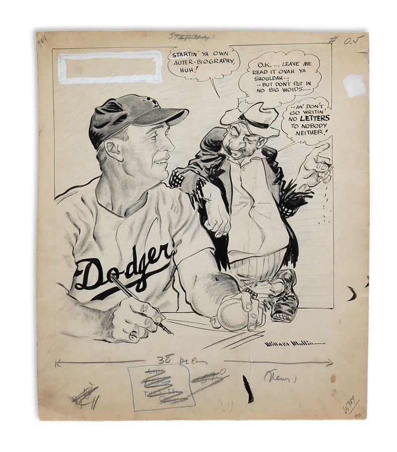 Two Original Brooklyn Bum Drawings by Willard Mullin