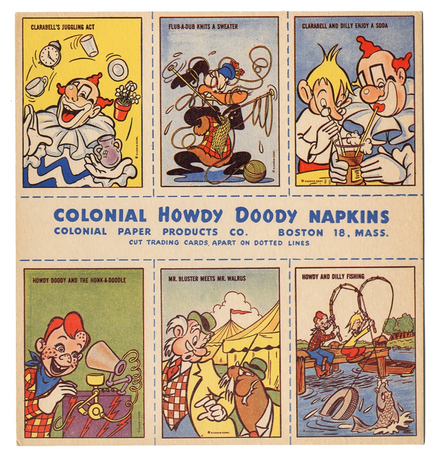 Sports and Non Sports Cards - Howdy Doody Colonial Napkins Uncut Sheet