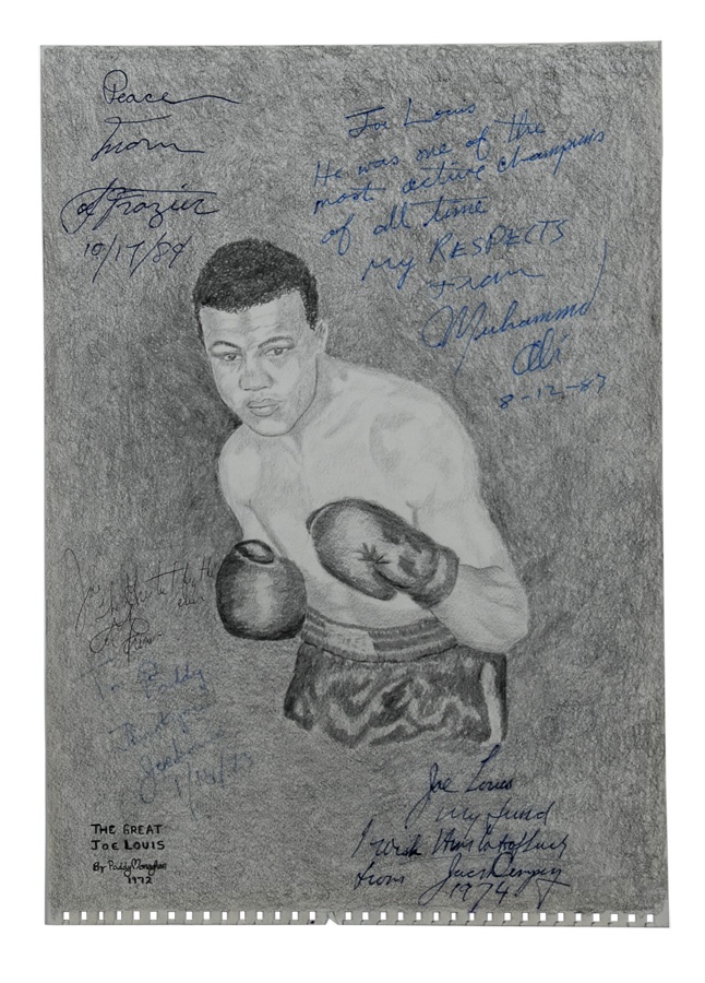 The Mark Mausner Boxing Collection - Joe Louis Original Artwork Signed by Boxing Champions