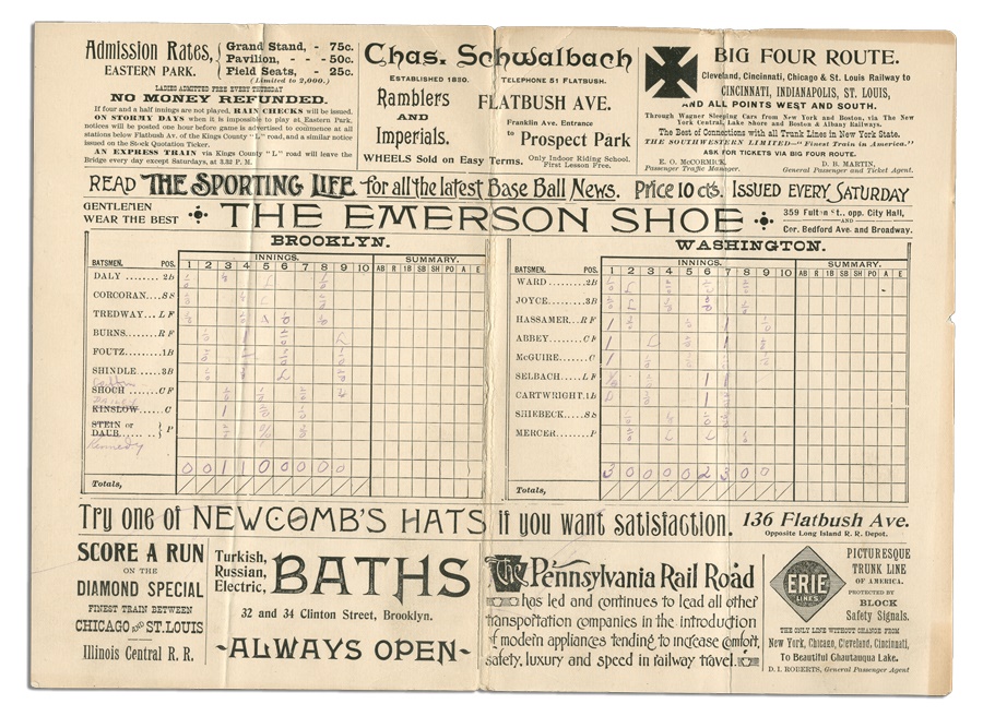 - Three 1890's Brooklyn Baseball Club Scorebooks