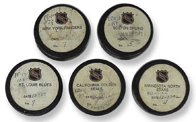 Hockey - 1972-73 Collection of Official NHL Goal Pucks (5)