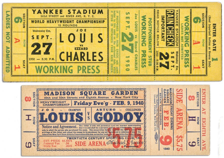 - Two Joe Louis Unused Tickets (2)