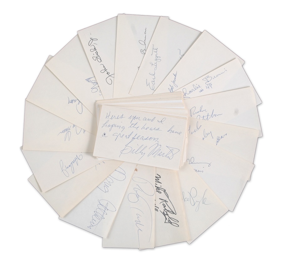 1963 World Champion Chicago Bears Signed Index Cards (47)
