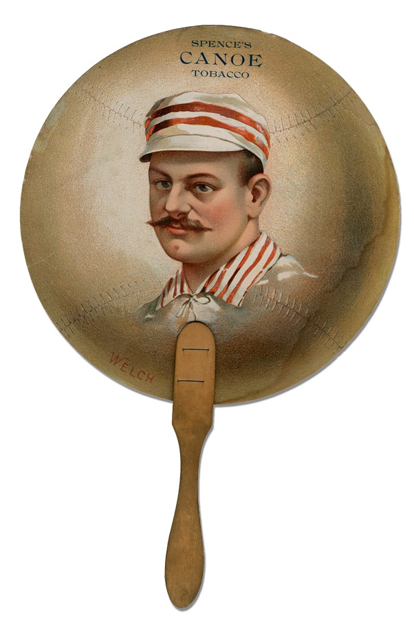 - 1880s Mickey Welch Fan with Canoe’s Tobacco Advertising - Major New Find