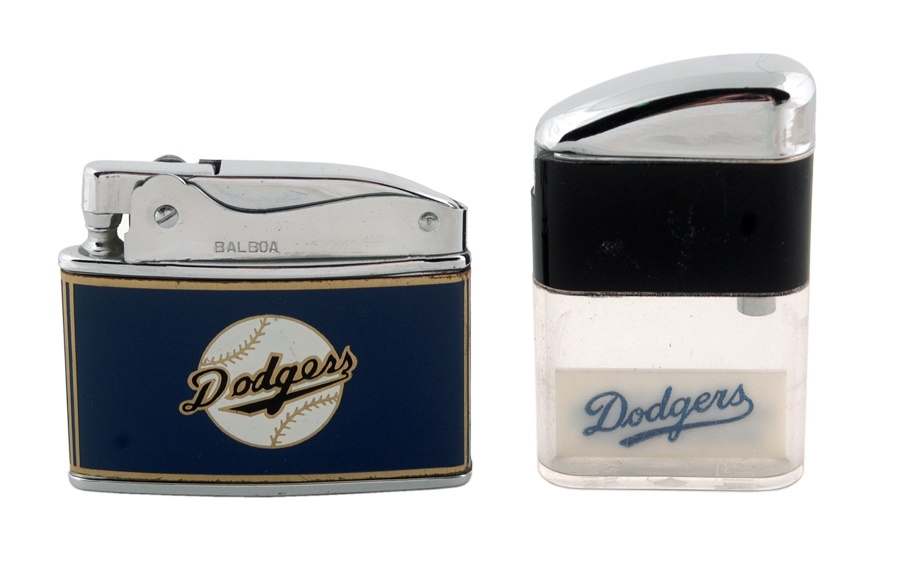 Baseball Memorabilia - Two Vintage Dodgers Lighters