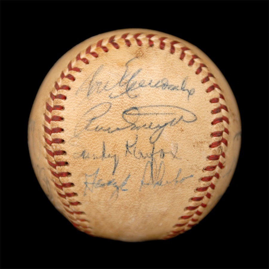 - 1955 World Champions Brooklyn Dodgers Signed Game Used Baseball