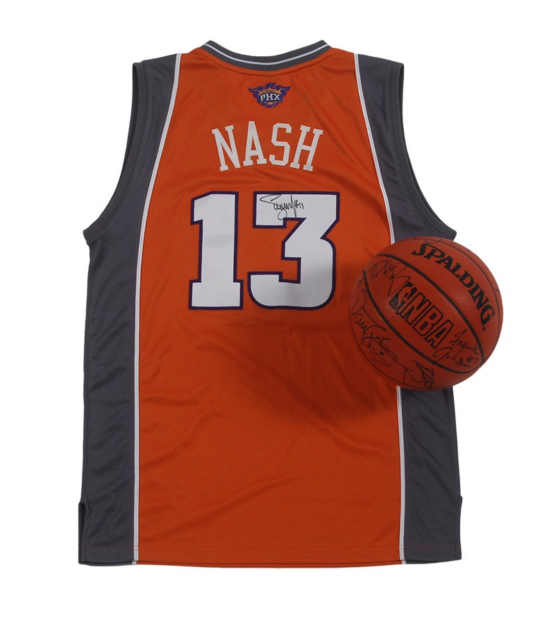 - 1992-93 Phoenix Suns Signed Basketball and Steve Nash Signed Jersey