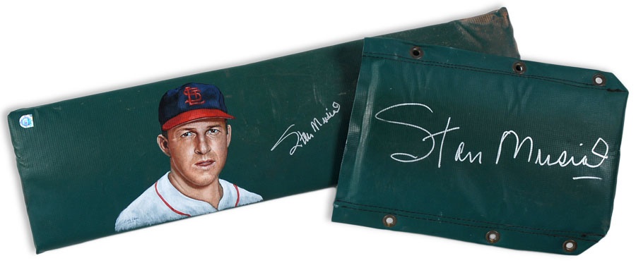 Baseball Memorabilia - Stan Musial Signed Rail Padding From Old Busch Stadium