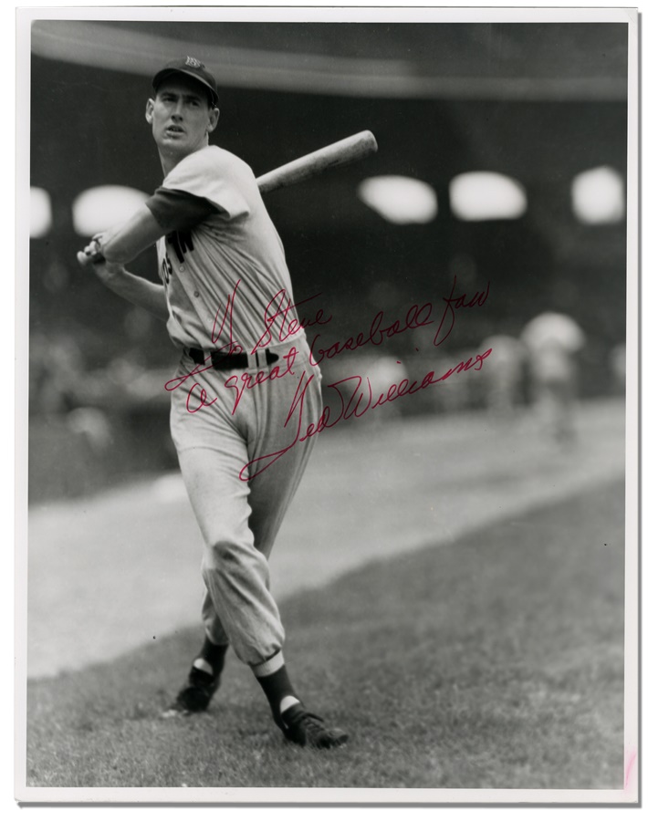 Boston Sports - Ted Williams 11x14” Signed Photograph with Exceptional Inscription
