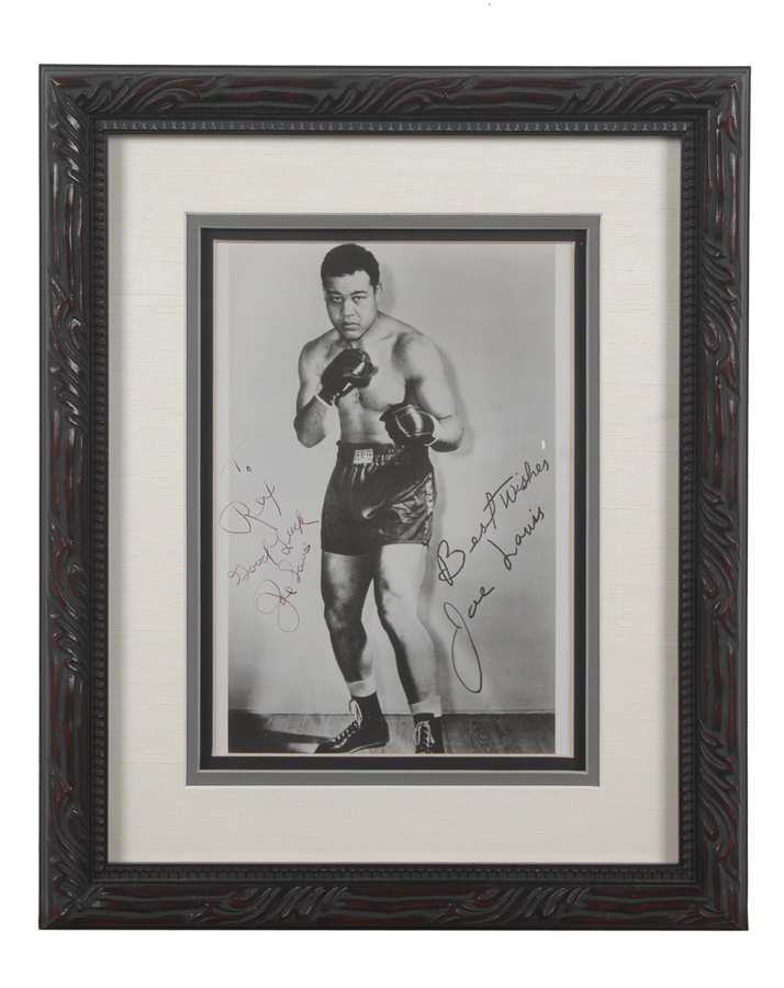 - Joe Louis Signed & Inscribed Photograph to Canadian Sportswriter