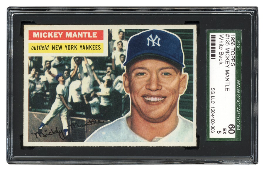 Sports and Non Sports Cards - 1956 Topps #135 Mickey Mantle White Back