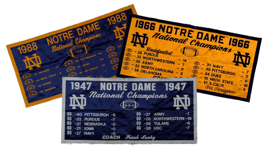 - Three Notre Dame Banners