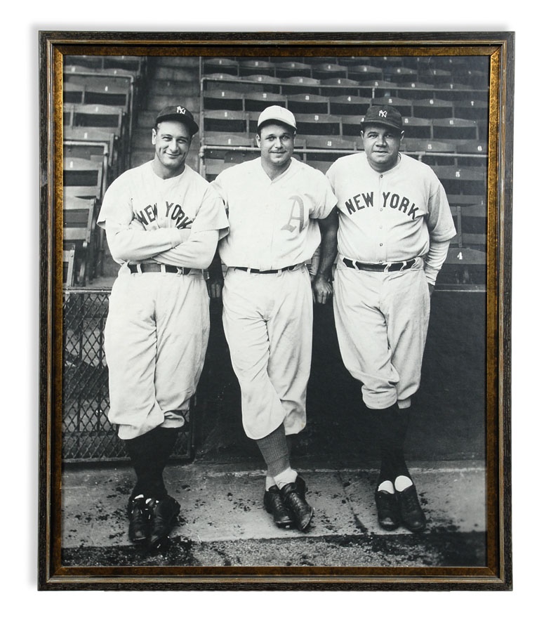 Baseball Memorabilia - Sensational Oversized Image Of Ruth, Gehrig & Foxx