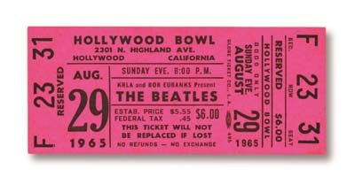 The Beatles - August 29, 1965 Ticket