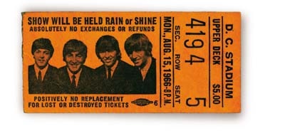 The Beatles - August 15, 1966 Ticket