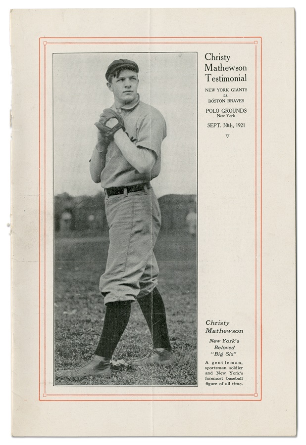 Baseball Memorabilia - 1921 Christy Mathewson Testimonial Program