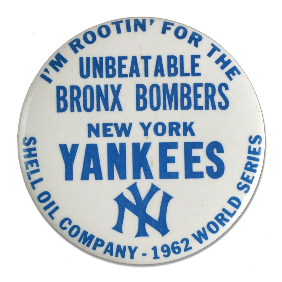 Baseball Memorabilia - Unbeatable Bombers 1962 World Series Pin (3.5")