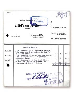 The Beatles - The Beatles Ringo Starr Limo Bill