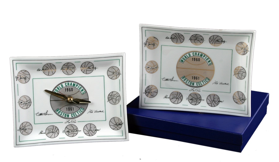 - 1960-61 World Champion Boston Celtics Presentational Clock & Matching Ashtray