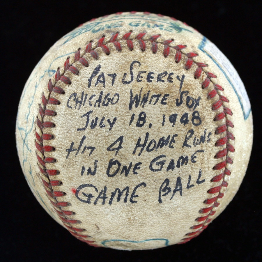 - 1948 Pat Seerey 4-Home Run Game Ball