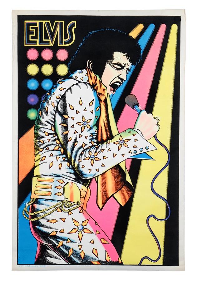 Rock 'n'  Roll - 1970s Elvis Presley Blacklight Poster