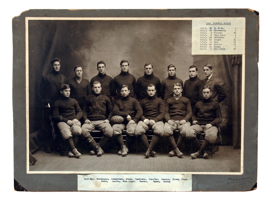 The Ohio Wesleyan Photograph Collection - 1907 Ohio Wesleyan Football Photograph with Branch Rickey as Coach