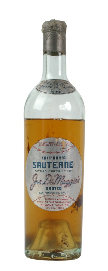 - 1940s Joe DiMaggio's Restaurant Wine Bottle from his Private Stock
