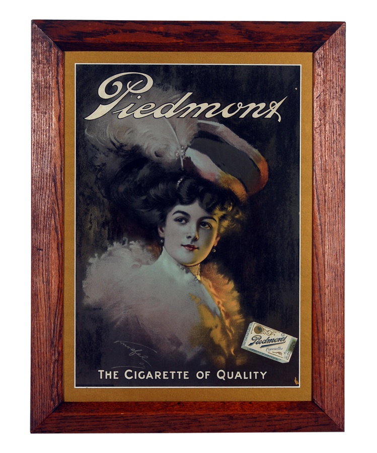 Sports and Non Sports Cards - Circa 1910 Piedmont Cigarettes Advertising Sign