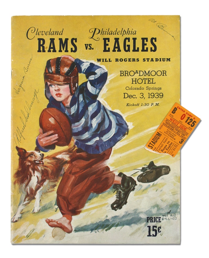 - Rare 1939 Rams vs. Eagles Last Game of the Season Program and Ticket Stub