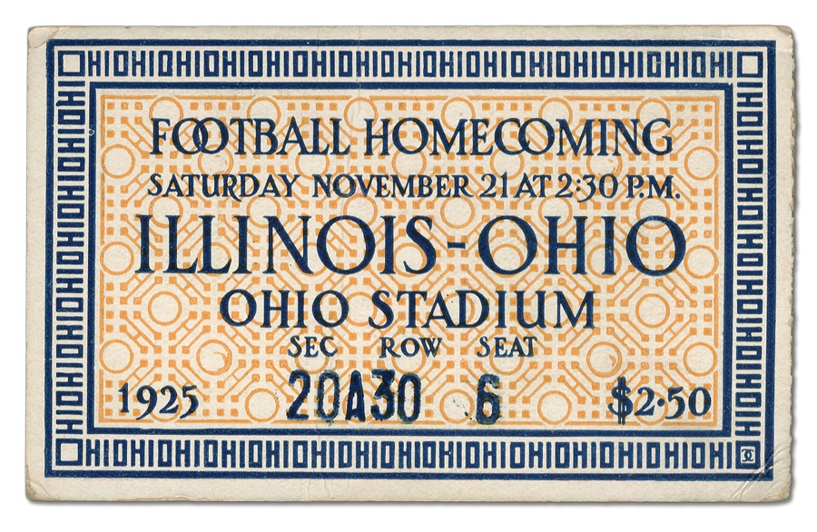 - 1925 Red Grange's Final College Game Ticket