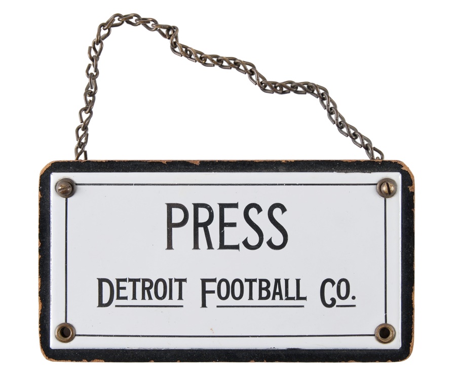 Football - 1930's Detroit Lions Porcelain Press Sign