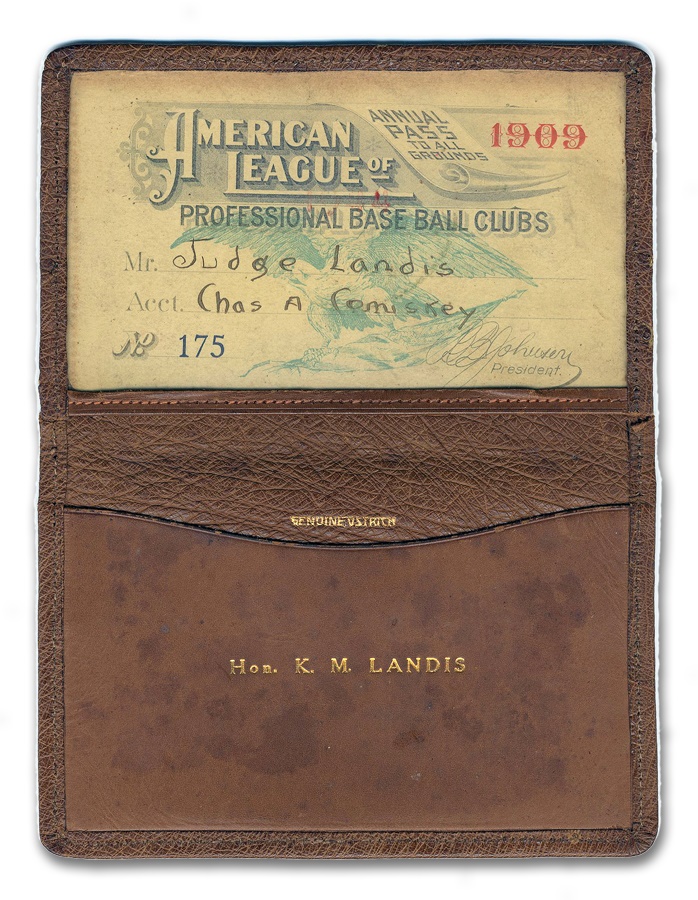Baseball Memorabilia - 1909 Kenesaw Mountain Landis American League Season Pass