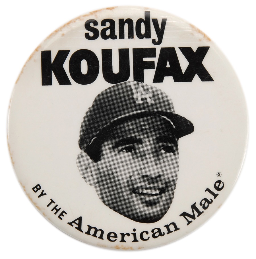Baseball Memorabilia - Very Rare Sandy Koufax American Male Button