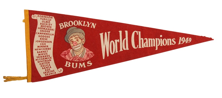 - Rare 1949 Brooklyn Dodgers World Champions Phantom Pennant