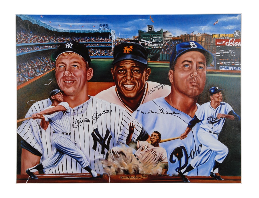 Baseball Autographs - Willie, Mickey and Duke Signed Print