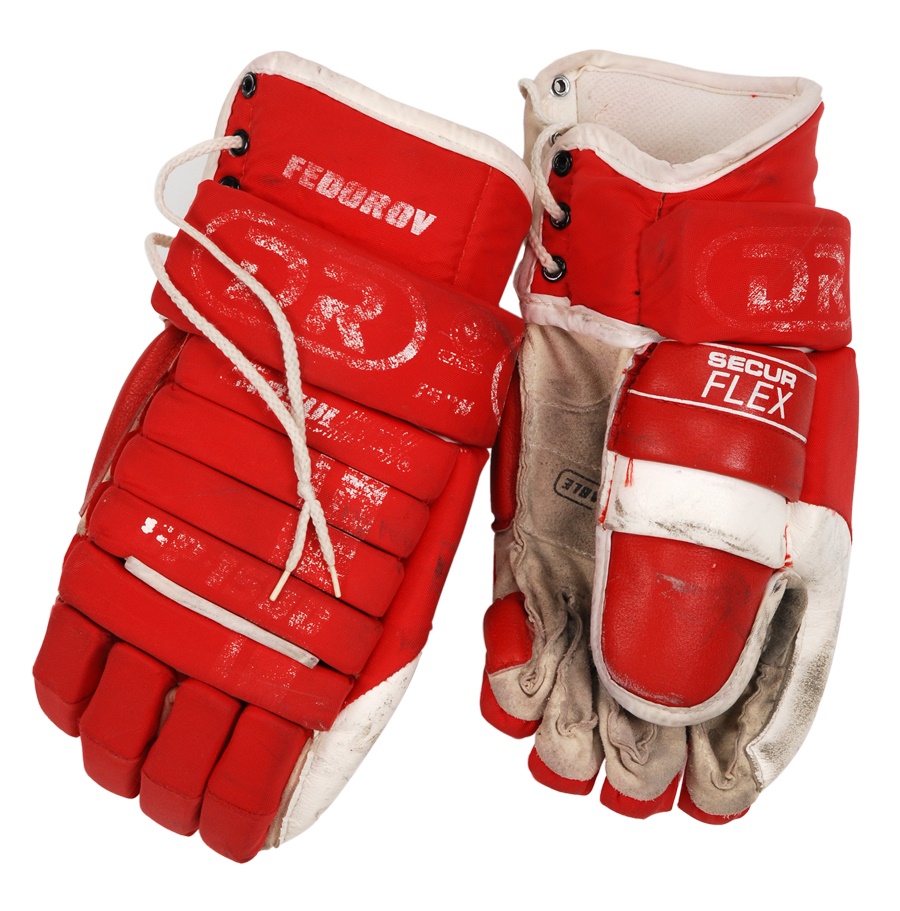 Sergei Fedorov Game Worn Gloves