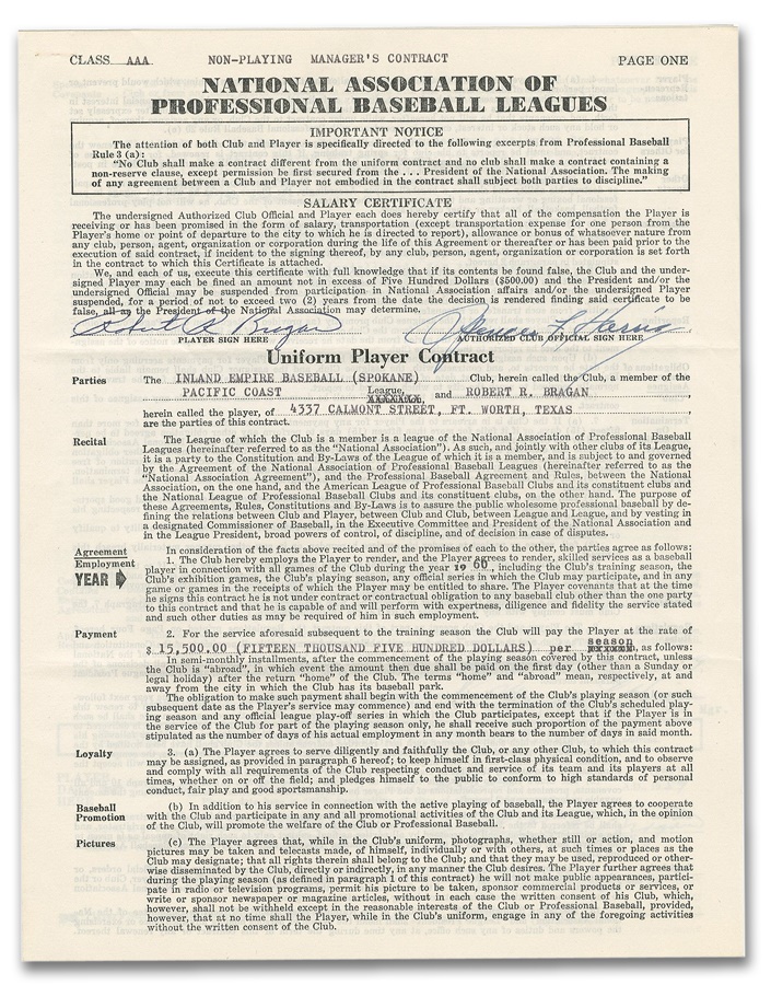 Brooklyn Dodgers Signed Minor League Contract Collection (14)