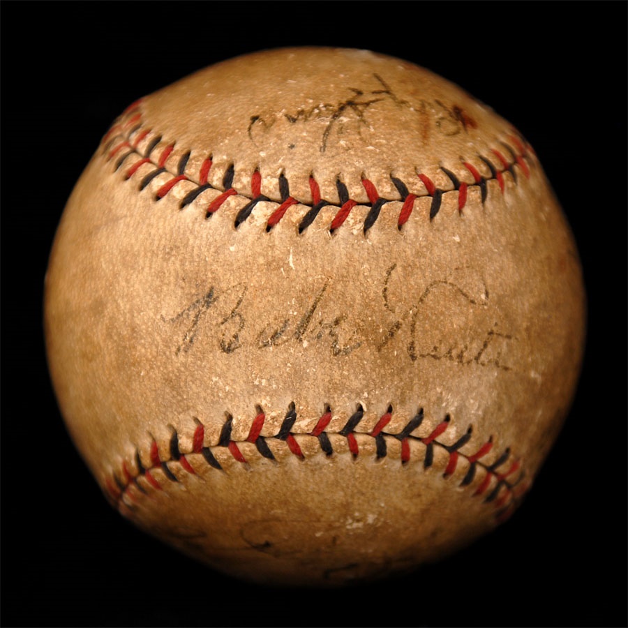 - 1929 Lou Gehrig Homerun Baseball Signed by Ruth and Gehrig