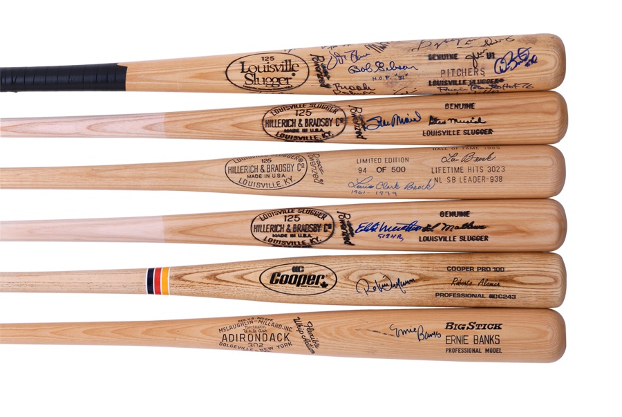 - Baseball Hall of Famers Signed Bat Collection (6)