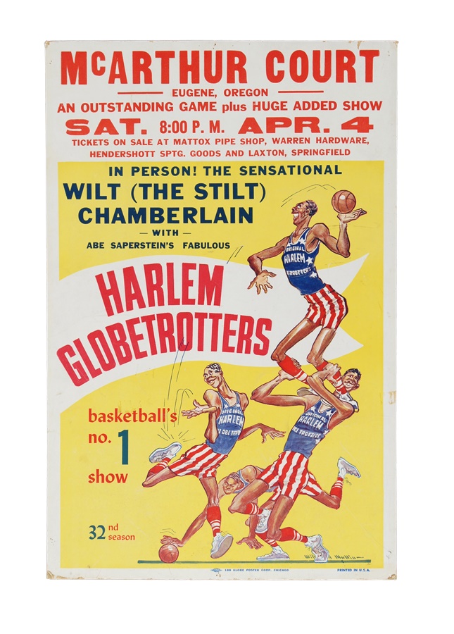 - 1950s Globetrotters Broadside Featuring Wilt Chamberlain
