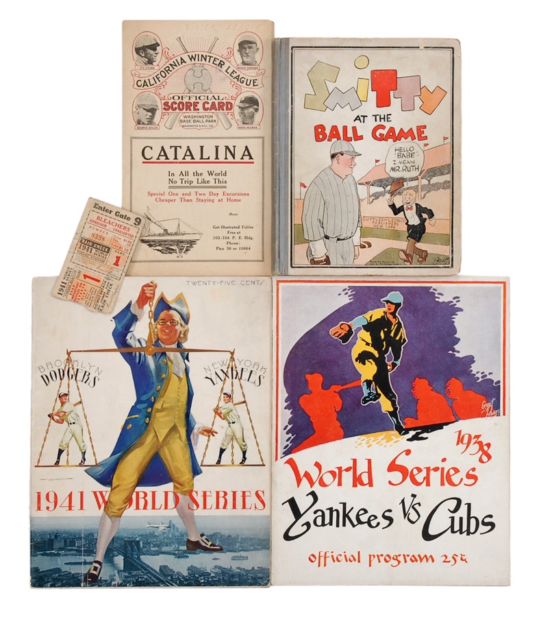 Baseball Memorabilia - Collection of Publications Including Ruth, Cobb & World Series Programs (4)