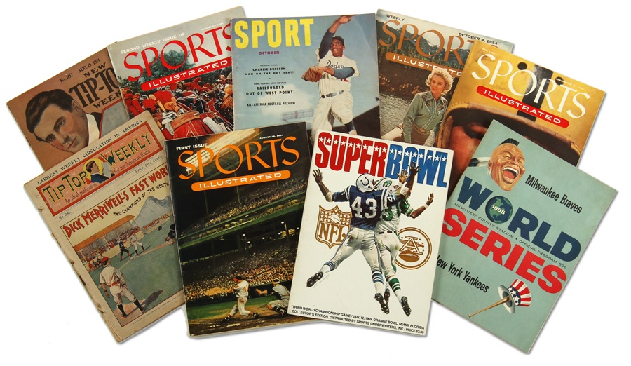 Baseball Memorabilia - Large Collection of Sports Pubs Including First Sports Illustrated & Super Bowl III Program