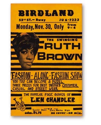 1959 Ruth Brown Birdland Handbill (5.5x8.5")